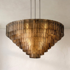 Cascading Smoke Glass Drum Chandelier - view 2
