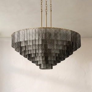 Cascading Smoke Glass Drum Chandelier - view 6
