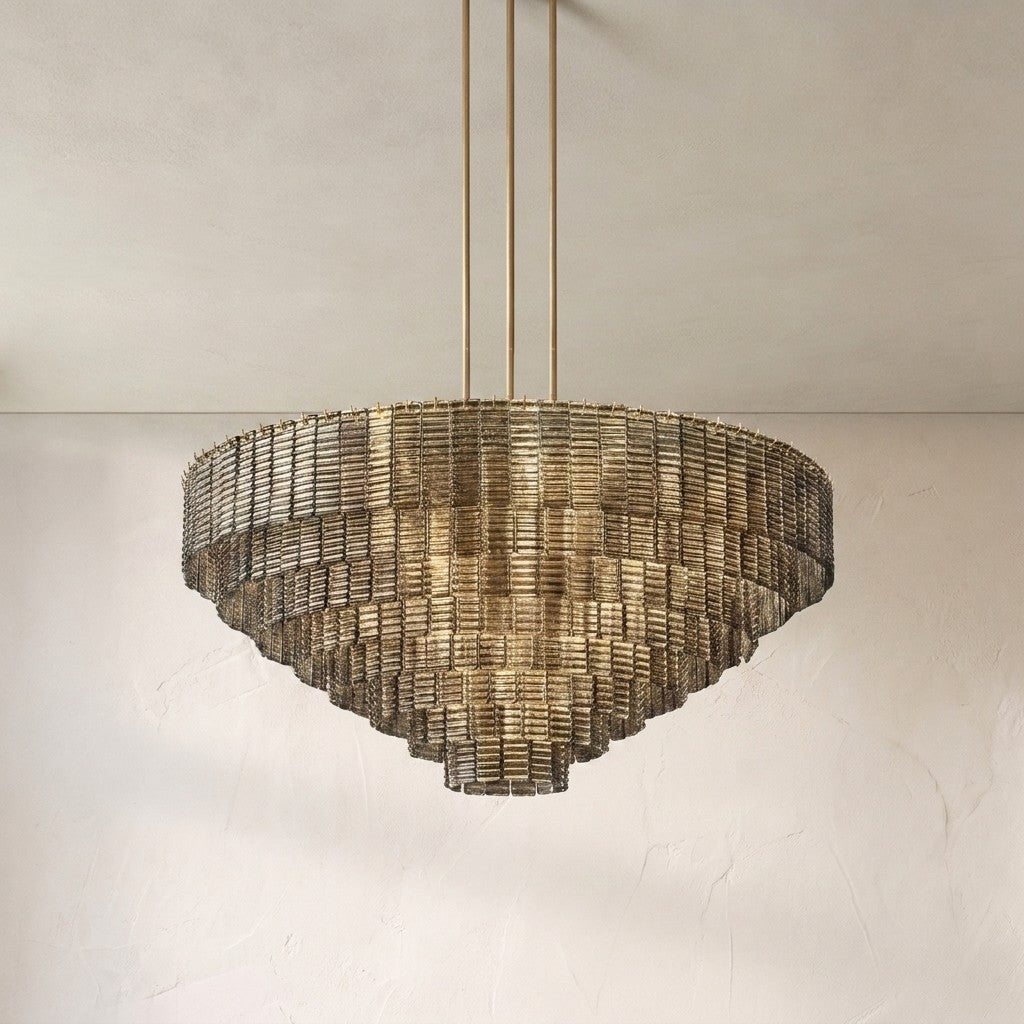 Cascading Smoke Glass Drum Chandelier - view 11