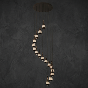 Alabaster Pendant Chandelier in a dining room
