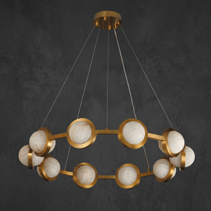 Alabaster Ring Chandelier in a dining room