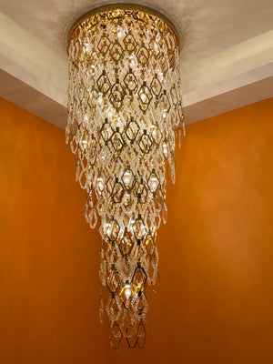 Modern Flush Mount Hexagon Crystal Chandelier for Staircase/Foyer - view 2