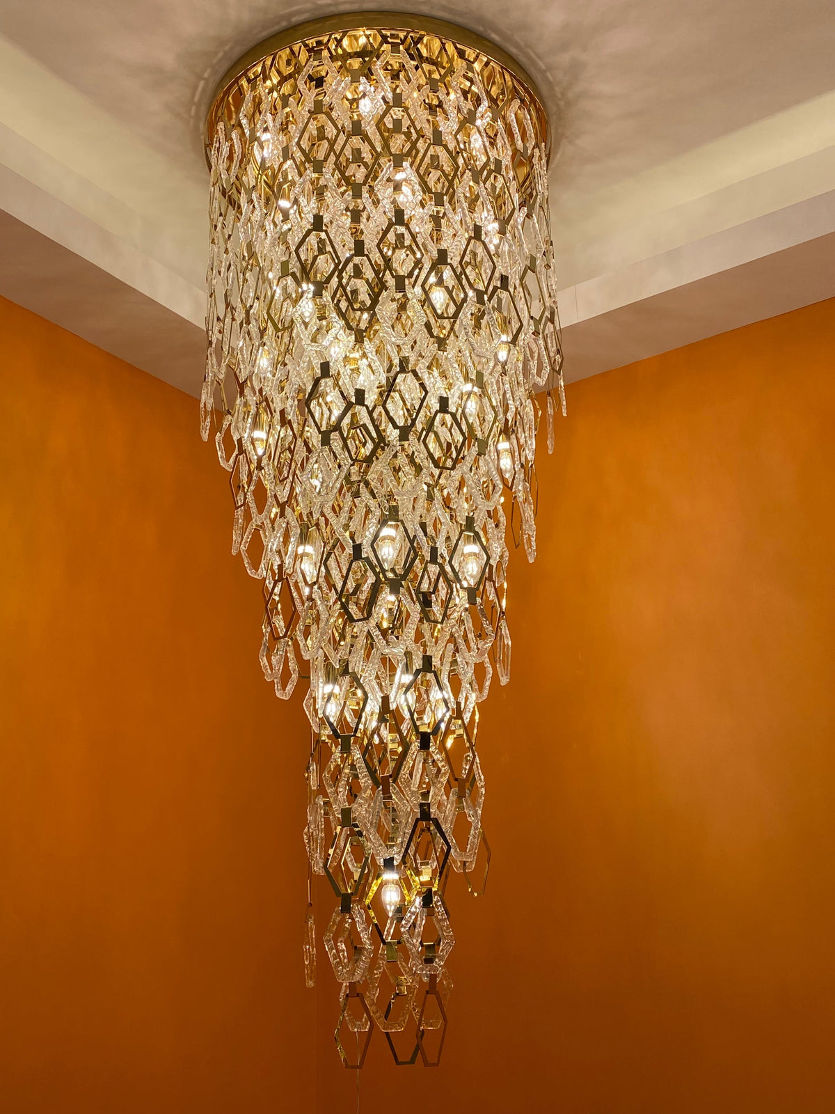 Modern Flush Mount Hexagon Crystal Chandelier for Staircase/Foyer - view 2