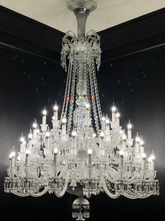 Light Luxury Classic Long Version Tiered Candle Light Crystal Chandelier for High-ceiling Rooms/Living Room - view 20