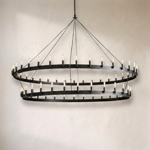 Celestine Vintage Filament Two-Tier Round Chandelier 71"