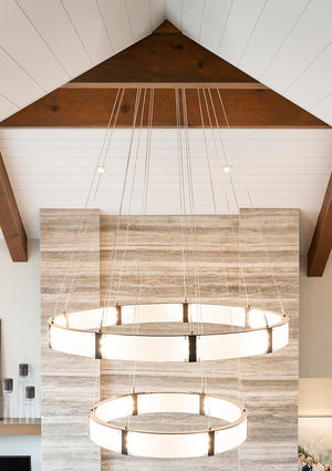 Modern Light Luxury Two-tier Glass Ring Chandelier - view 3