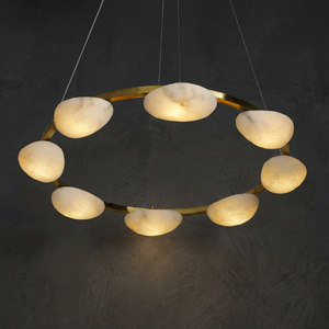 Alabaster Ring Chandelier in brass