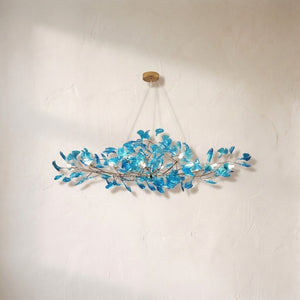 Colorful Glass Ginkgo Leaf Chandelier, brass - view 2