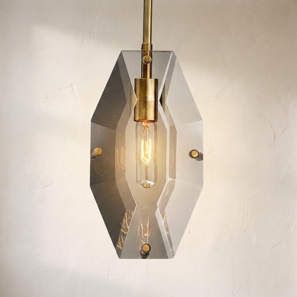 Corin Modern Faceted Smoke Crystal Pendant Light