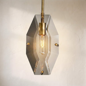 Corin Modern Faceted Smoke Crystal Pendant Light