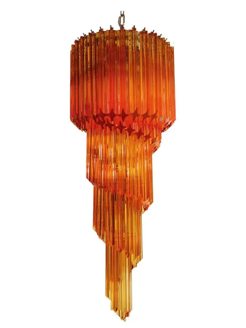 Murano-Style Chandelier – Spiral – 86 prisms – Amber