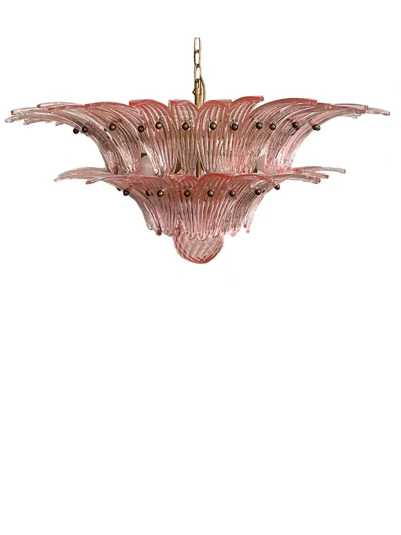 Murano-Style Chandelier – Palmette – 58 glass – Pink
