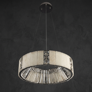 Alabaster Round Chandelier in a dining room