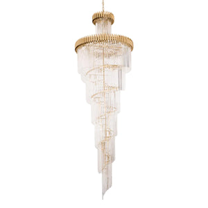 Crystal Spiral Chandelier – Gold Finish 39‑in Diameter