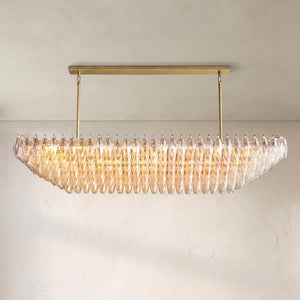 Cyra Clear Glass Tired Rectangular Chandelier 54"74"