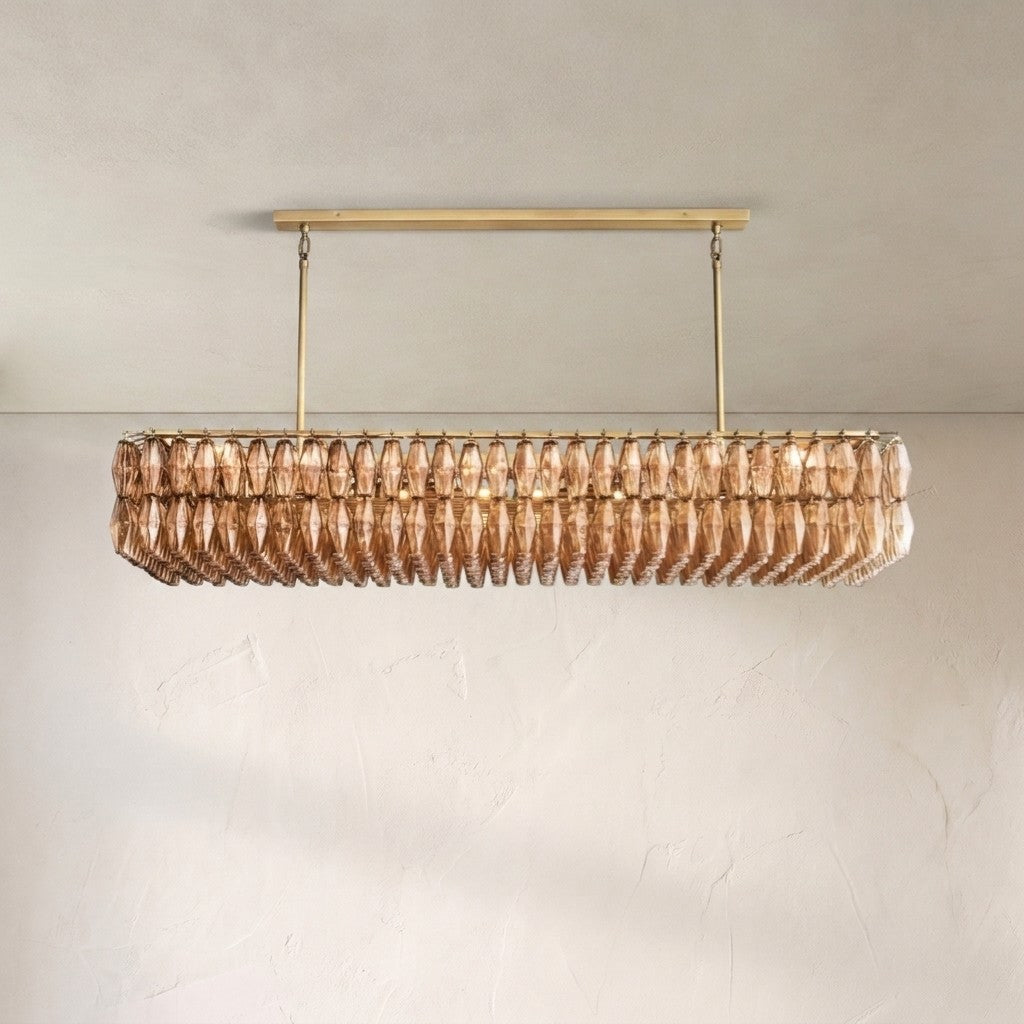 Cyra Glass Rectangular Chandelier 74"