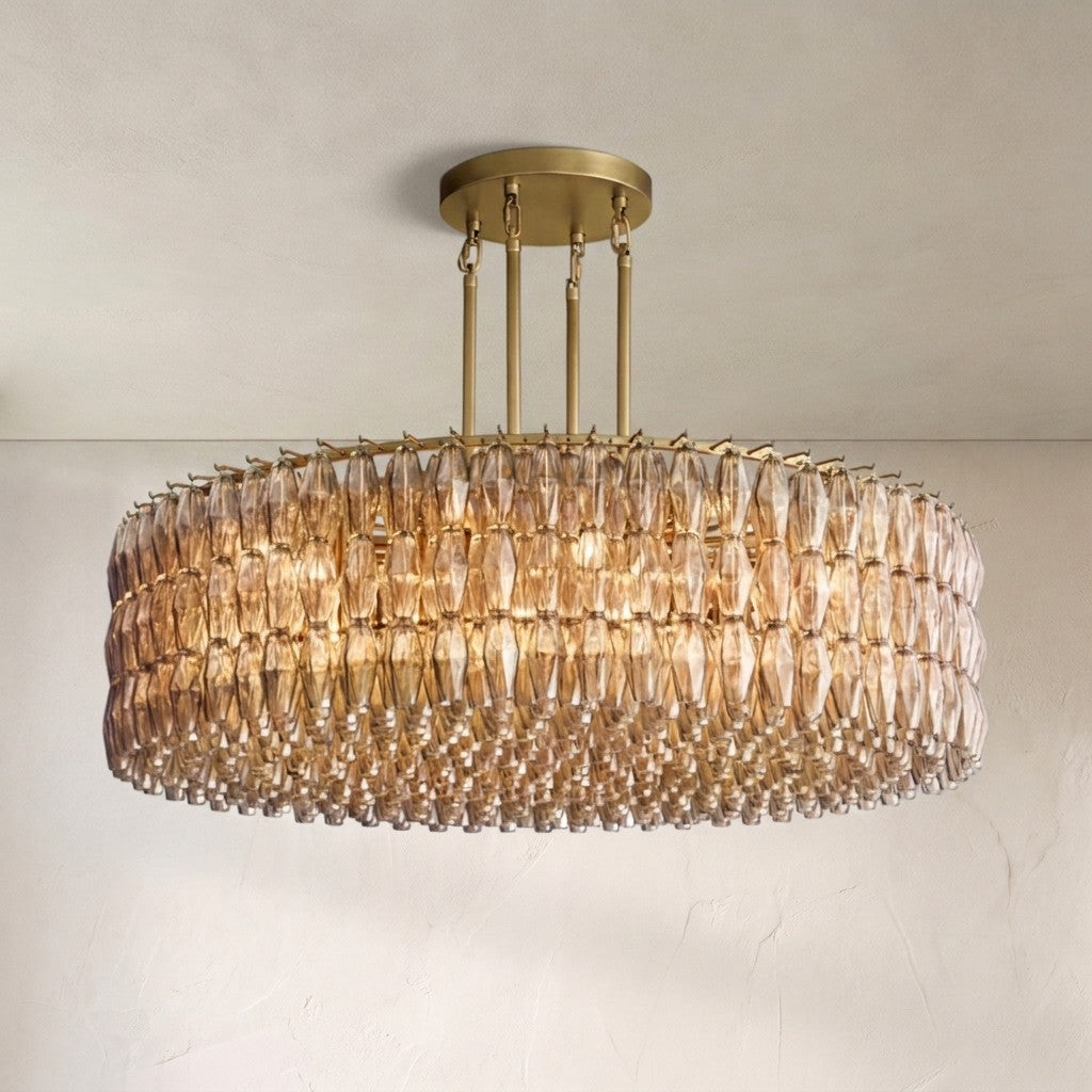 Cyra Smoke Glass Round Chandelier 37"47‘’62‘’