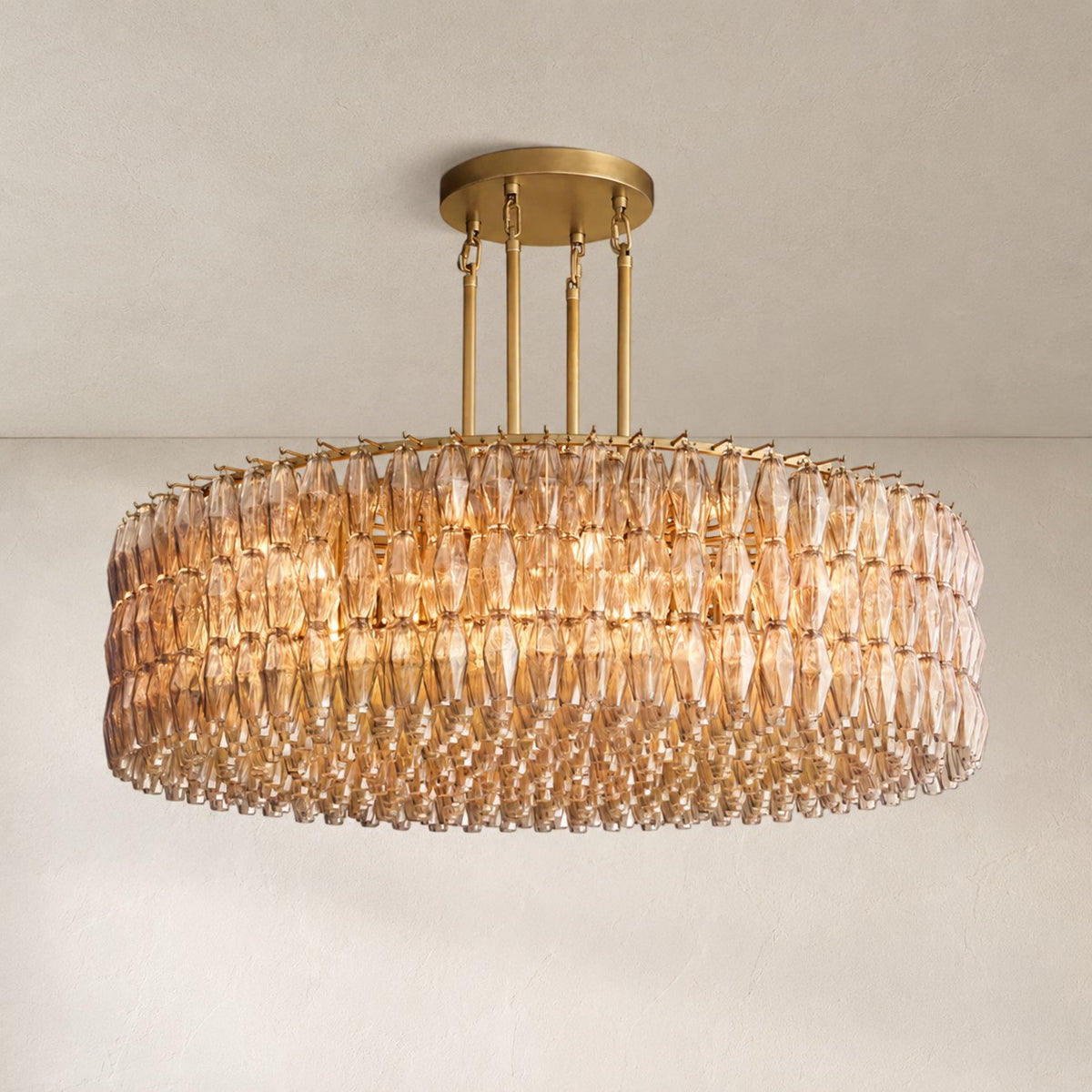 Cyra Smoke Glass Round Chandelier 37"47‘’62‘’
