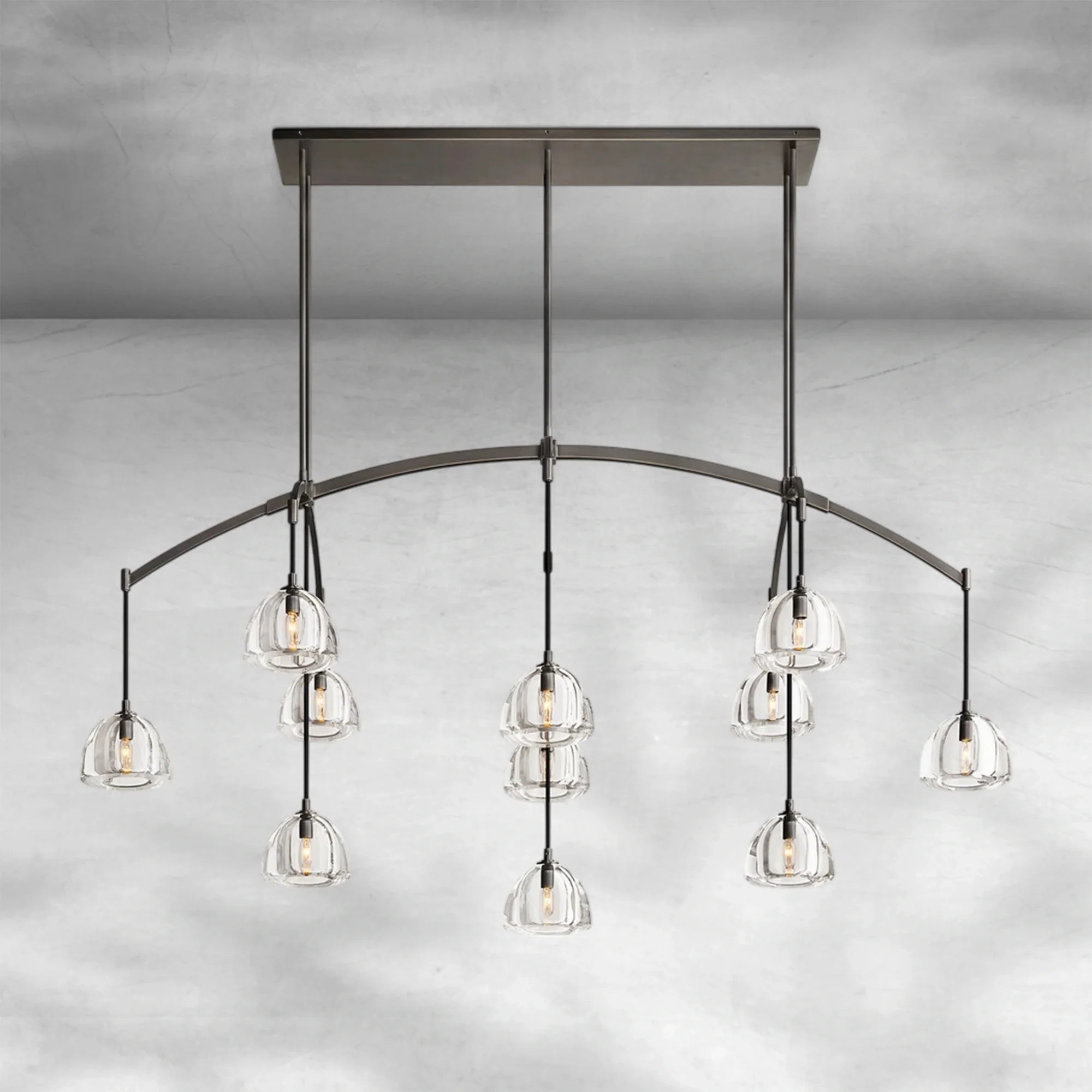 Haloid Modern Glass Linear Chandelier 54" 72"