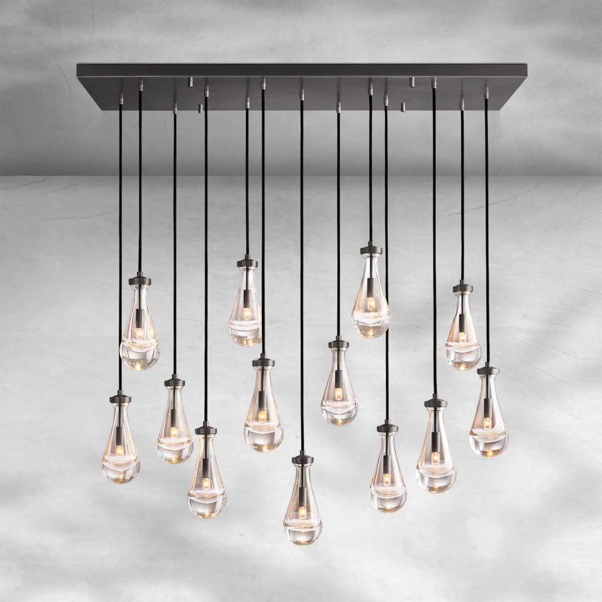 Raindrop Glass Linear Chandelier 54" - view 2