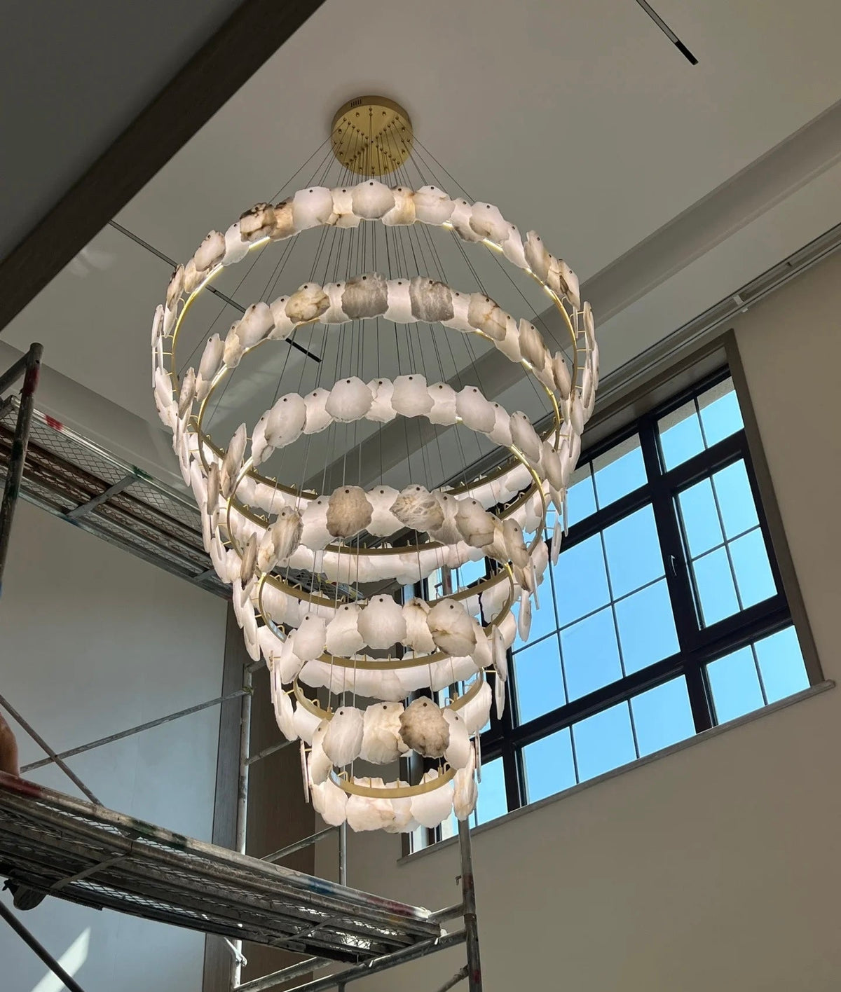 Modern Multi-layer White Alabaster Chandelier for Staircase/Foyer - view 4