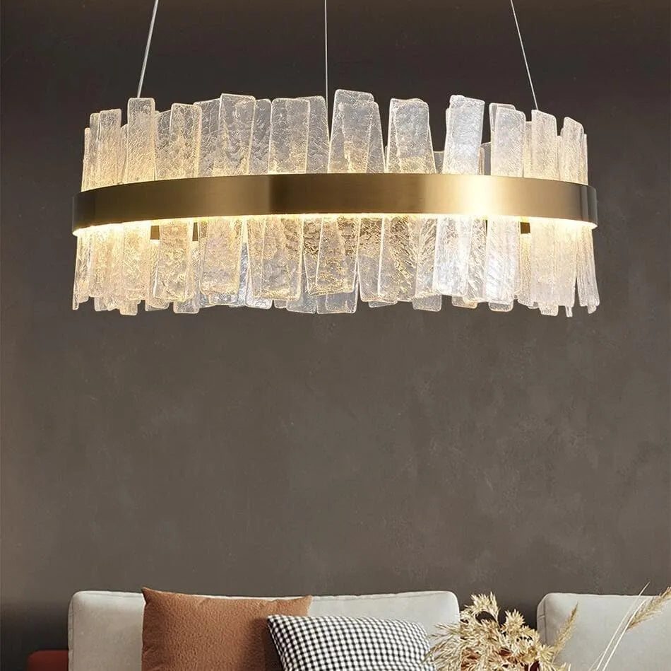 Flake Crystal Round Golden Lamp Body Modern Chandelier - view 4