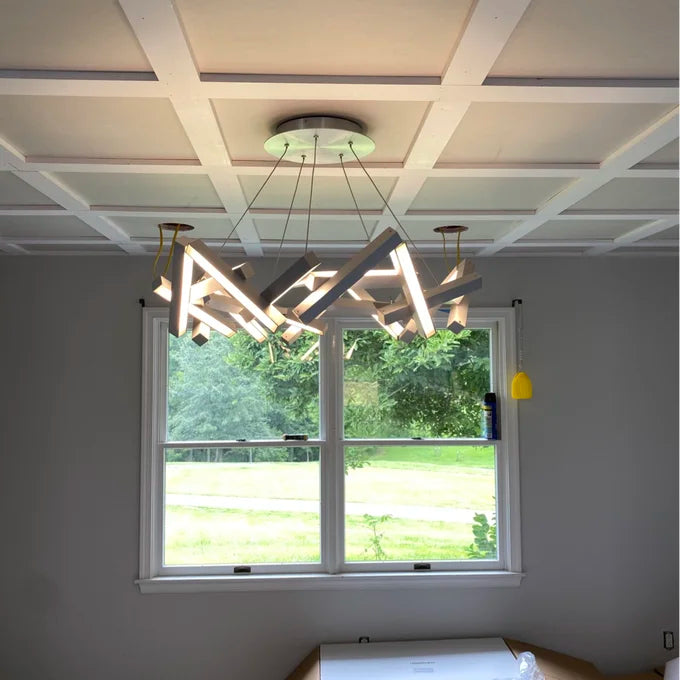 Modern Round/Linear Geometric Aluminum LED Chandelier for Dining Room/Bedroom - view 9