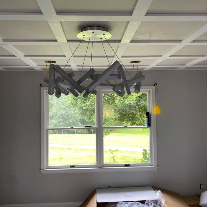 Modern Round/Linear Geometric Aluminum LED Chandelier for Dining Room/Bedroom - view 8