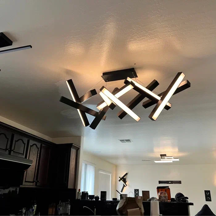 Modern Round/Linear Geometric Aluminum LED Chandelier for Dining Room/Bedroom - view 17