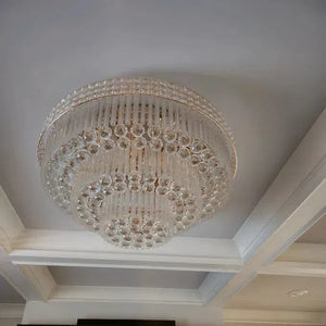 Extra Large Three Layers Round Luxury Flush Mounted Crystal Chandelier for Living Room - view 11