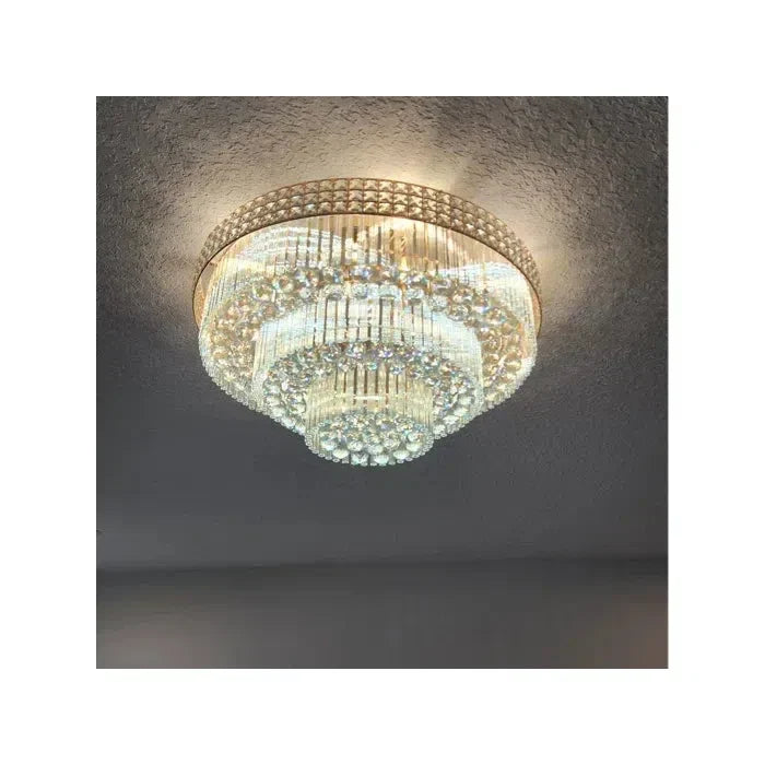 Extra Large Three Layers Round Luxury Flush Mounted Crystal Chandelier for Living Room - view 19