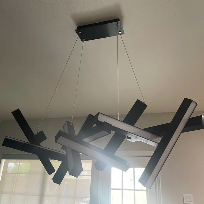 Modern Round/Linear Geometric Aluminum LED Chandelier for Dining Room/Bedroom - view 19