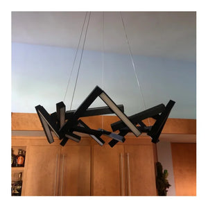 Modern Round/Linear Geometric Aluminum LED Chandelier for Dining Room/Bedroom - view 3