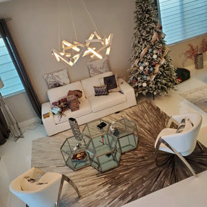 Modern Round/Linear Geometric Aluminum LED Chandelier for Dining Room/Bedroom - view 4