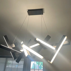Modern Round/Linear Geometric Aluminum LED Chandelier for Dining Room/Bedroom - view 18
