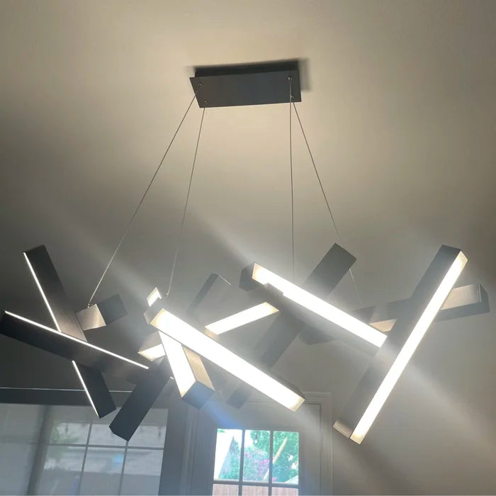 Modern Round/Linear Geometric Aluminum LED Chandelier for Dining Room/Bedroom - view 18