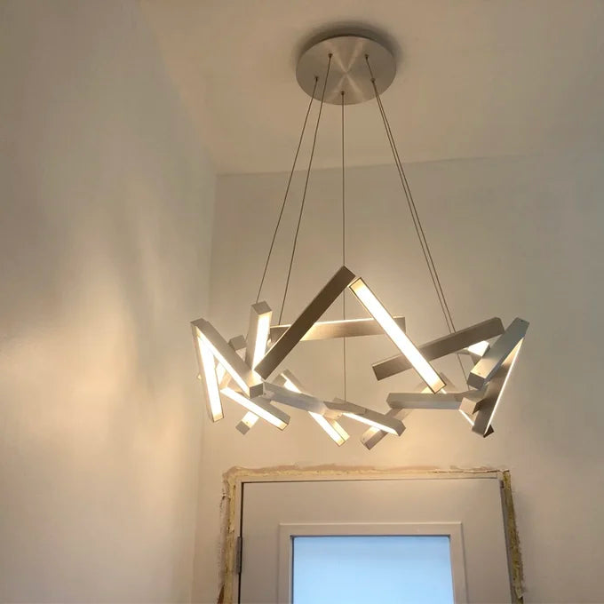 Modern Round/Linear Geometric Aluminum LED Chandelier for Dining Room/Bedroom - view 5