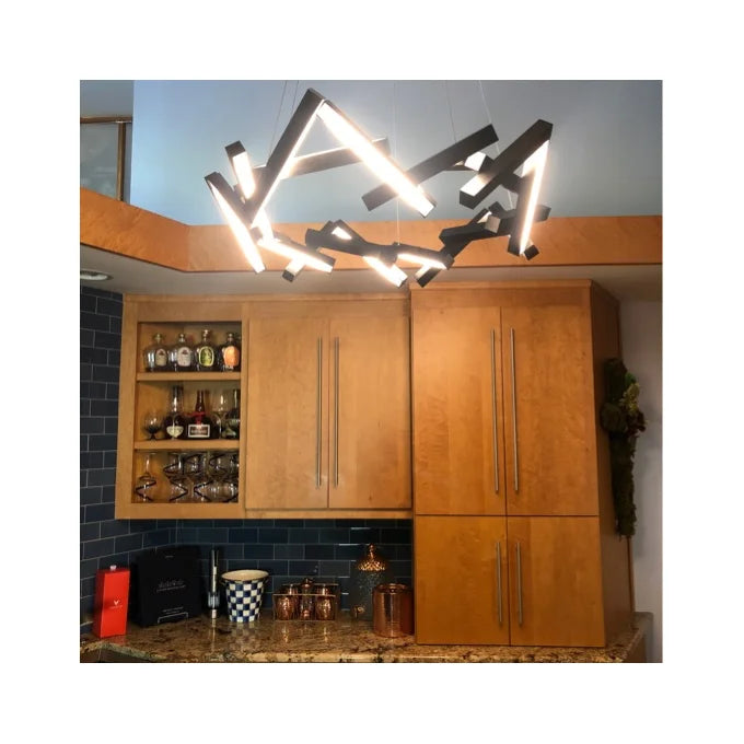 Modern Round/Linear Geometric Aluminum LED Chandelier for Dining Room/Bedroom - view 7