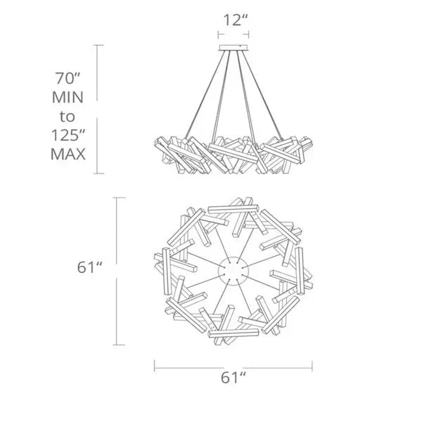 Modern Round/Linear Geometric Aluminum LED Chandelier for Dining Room/Bedroom - view 29