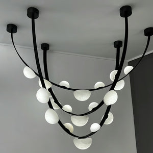 Dew Drops Alabaster LED Chandelier – Black White Warm Light
