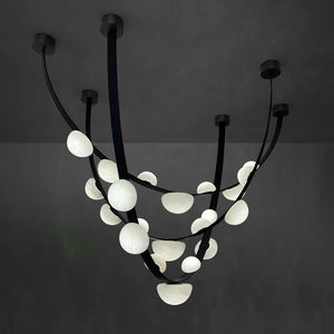 Dew Drops Alabaster LED Chandelier – Black White Warm Light