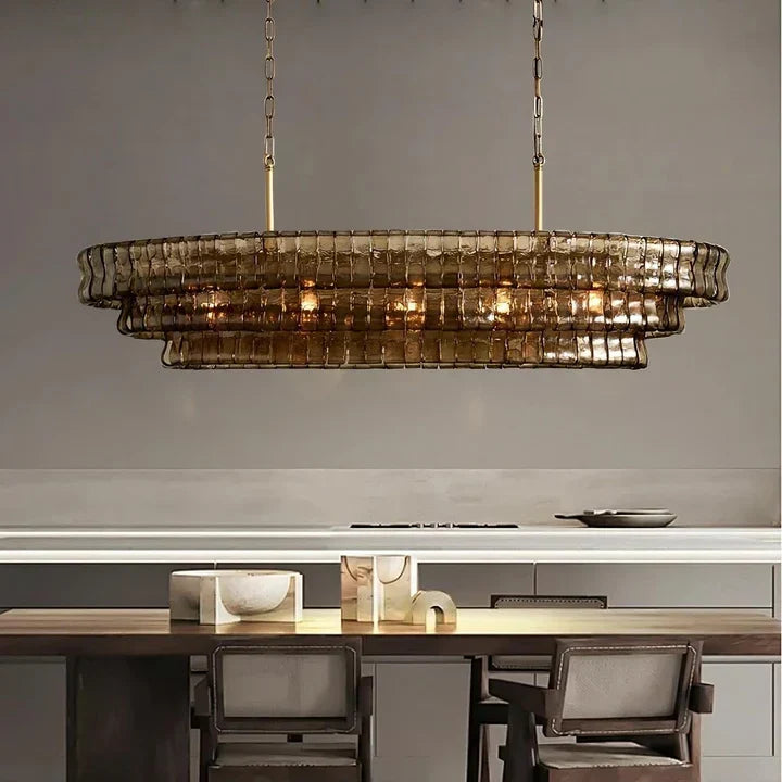 Lime Glass Oval Chandelier 54"W/65"W - view 9