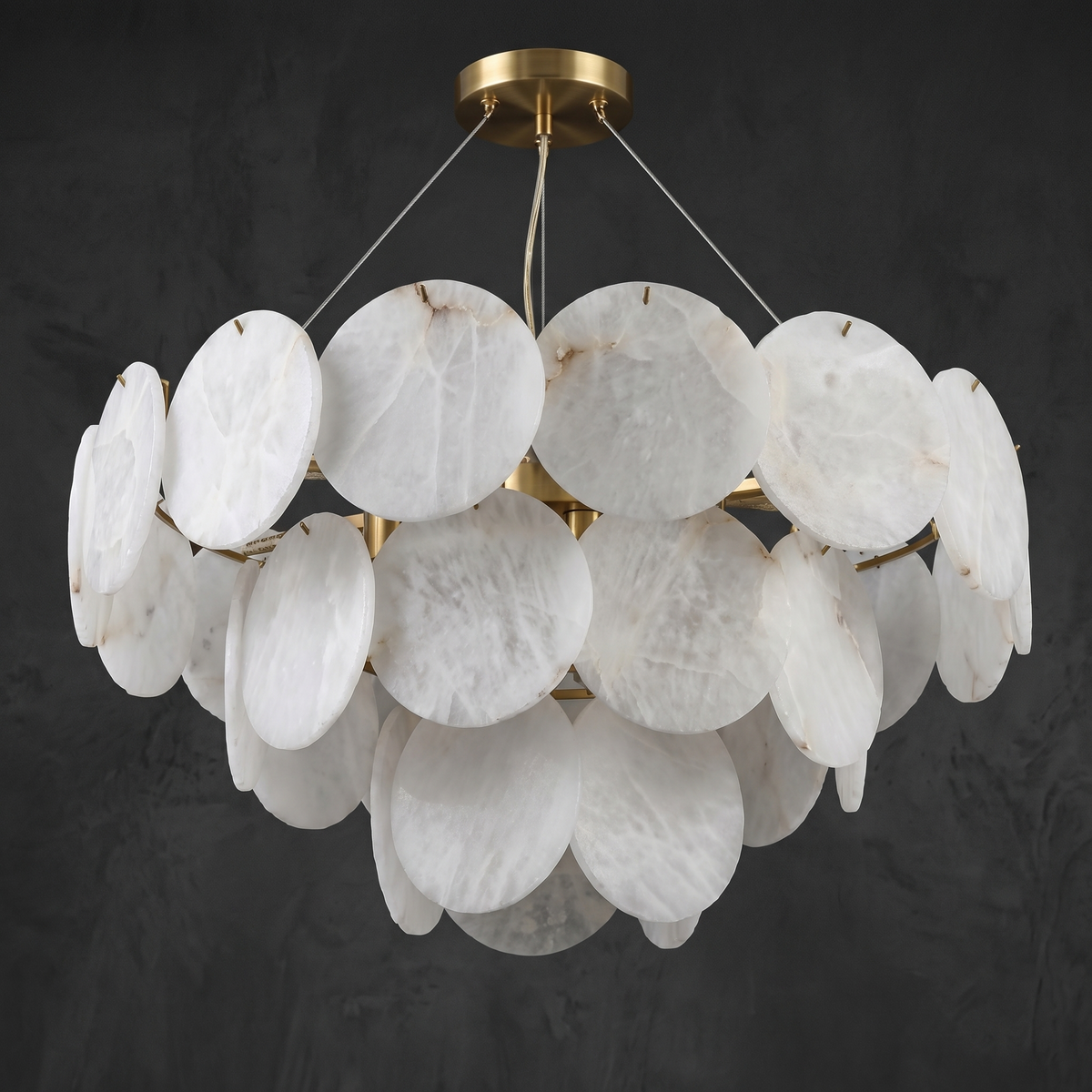 Hollis Modern Alabaster Round Chandelier - view 2