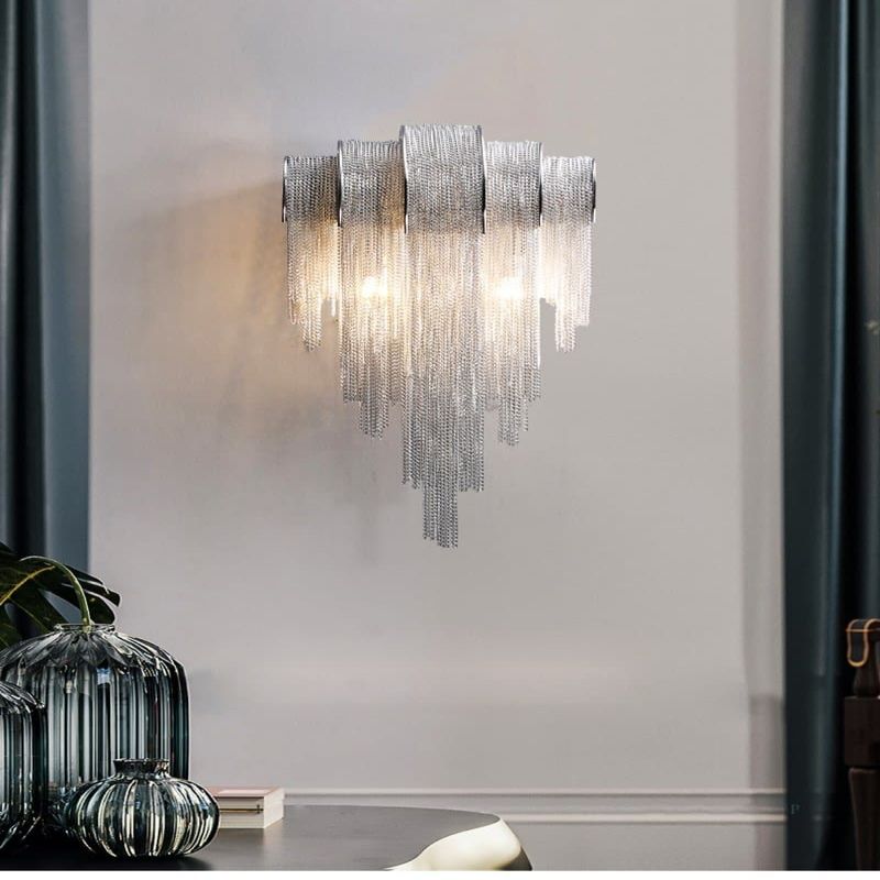 Alisa Plated Aluminum Tassel Wall Sconce, chandelier