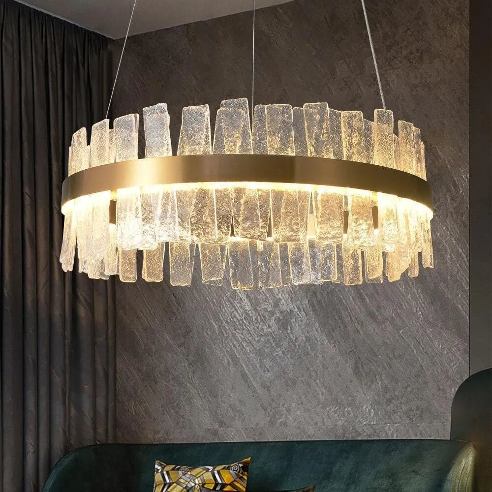 Flake Crystal Round Golden Lamp Body Modern Chandelier - view 2