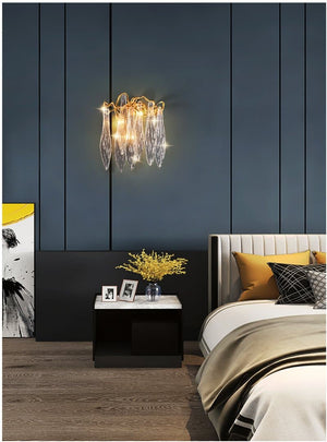 Flake Long Crystal Branch Brass Wall Sconce - view 9