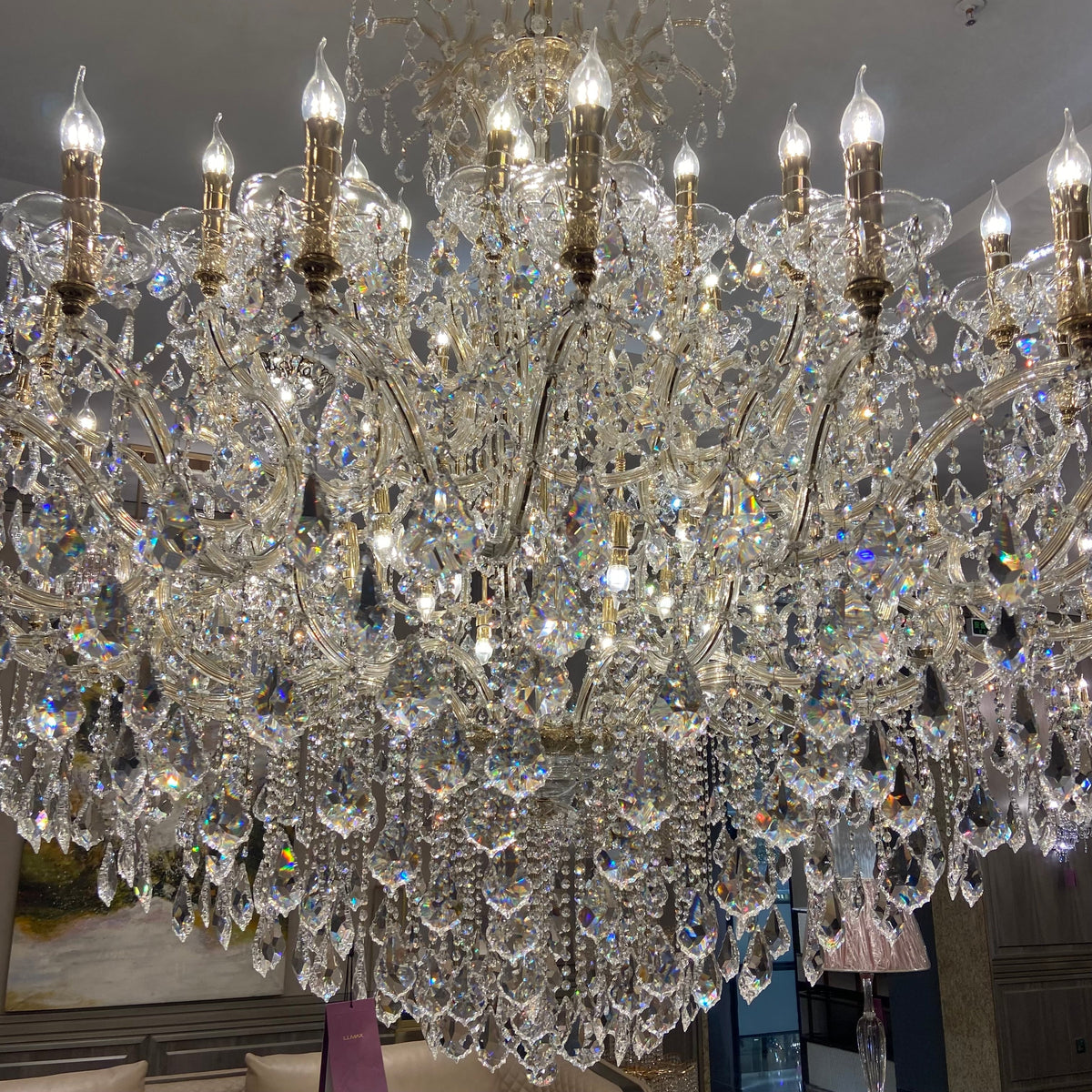 Extra Large Elegant Crystal Chandelier in Branch Style with Candle Layers for Stairs Living Room and Foyer - view 4