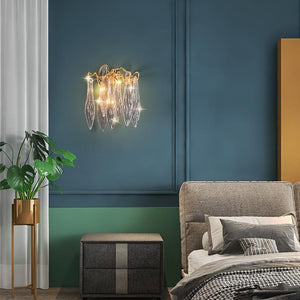 Flake Long Crystal Branch Brass Wall Sconce - view 5