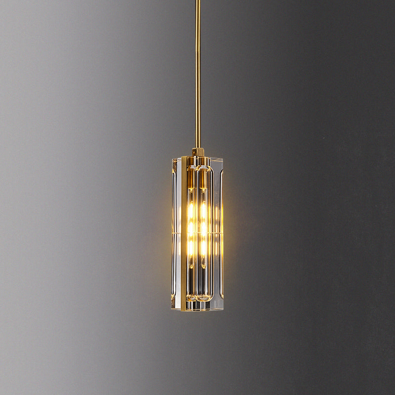 Golden Rectangular Crystal  Pendant Lighting - view 5