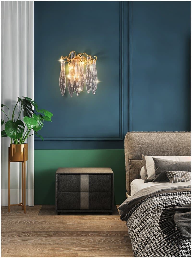 Flake Long Crystal Branch Brass Wall Sconce - view 10